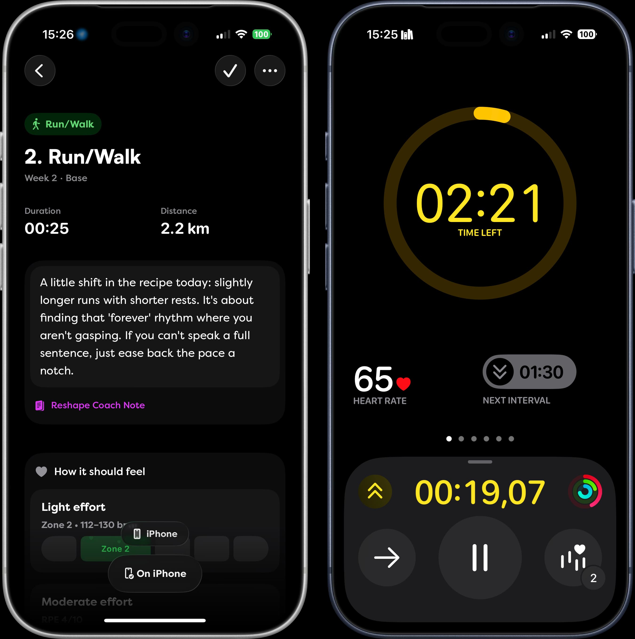 Reshape running plan on iPhone